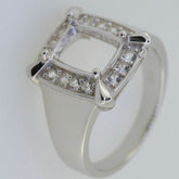 Sterling Silver Semi Mount Ring Setting Cushion CU 9x7mm White Topaz 7738R - Syzjewelry